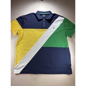 Polo Ralph Lauren Chariots Performance Men's Polo Color Block Sash Shirt Golf XL